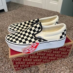 NWT Vans Classic Checkered slip on Stackform